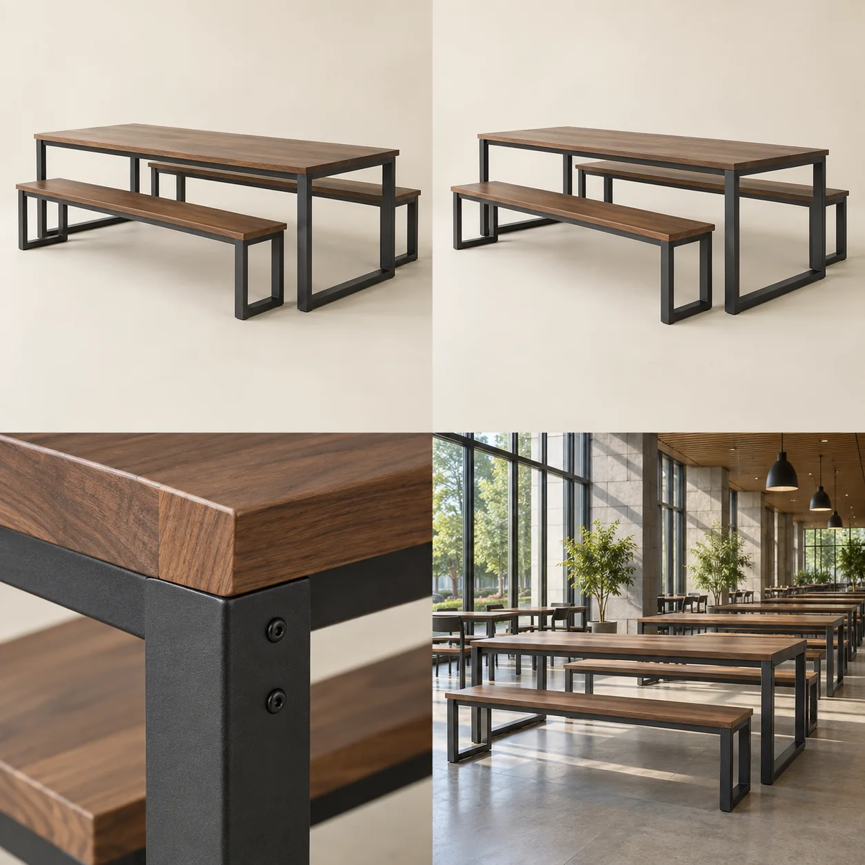 Canteen tables and benches — Overall view