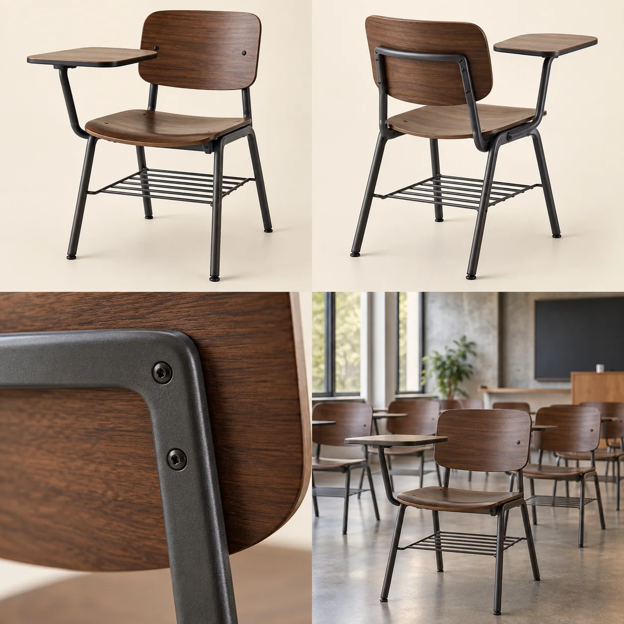 College classroom desks — Overall view