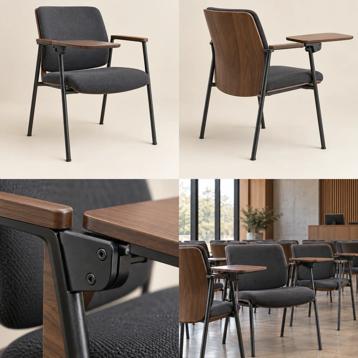 Lecture chairs with writing pads — Overall view